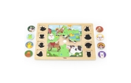 VIGA Wooden Puzzle Guess the Shadow - Farm Puzzle 17 pieces