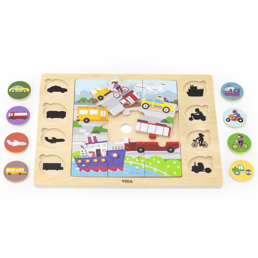 Medinė dėlionė Guess by Shade - VIGA Transporto priemonės Dėlionė 17 el.