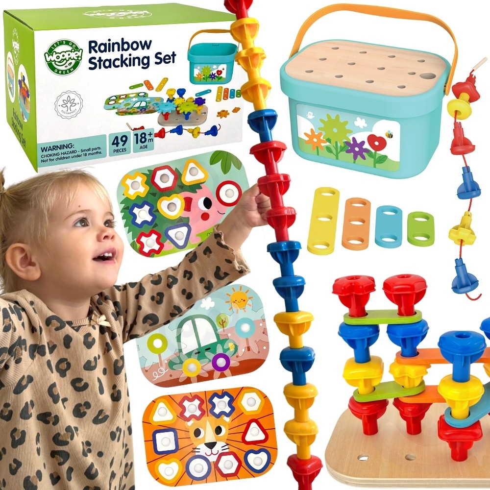 Medinė Montessori motorinė dėžė 12in1 FSC WOOPIE GREEN