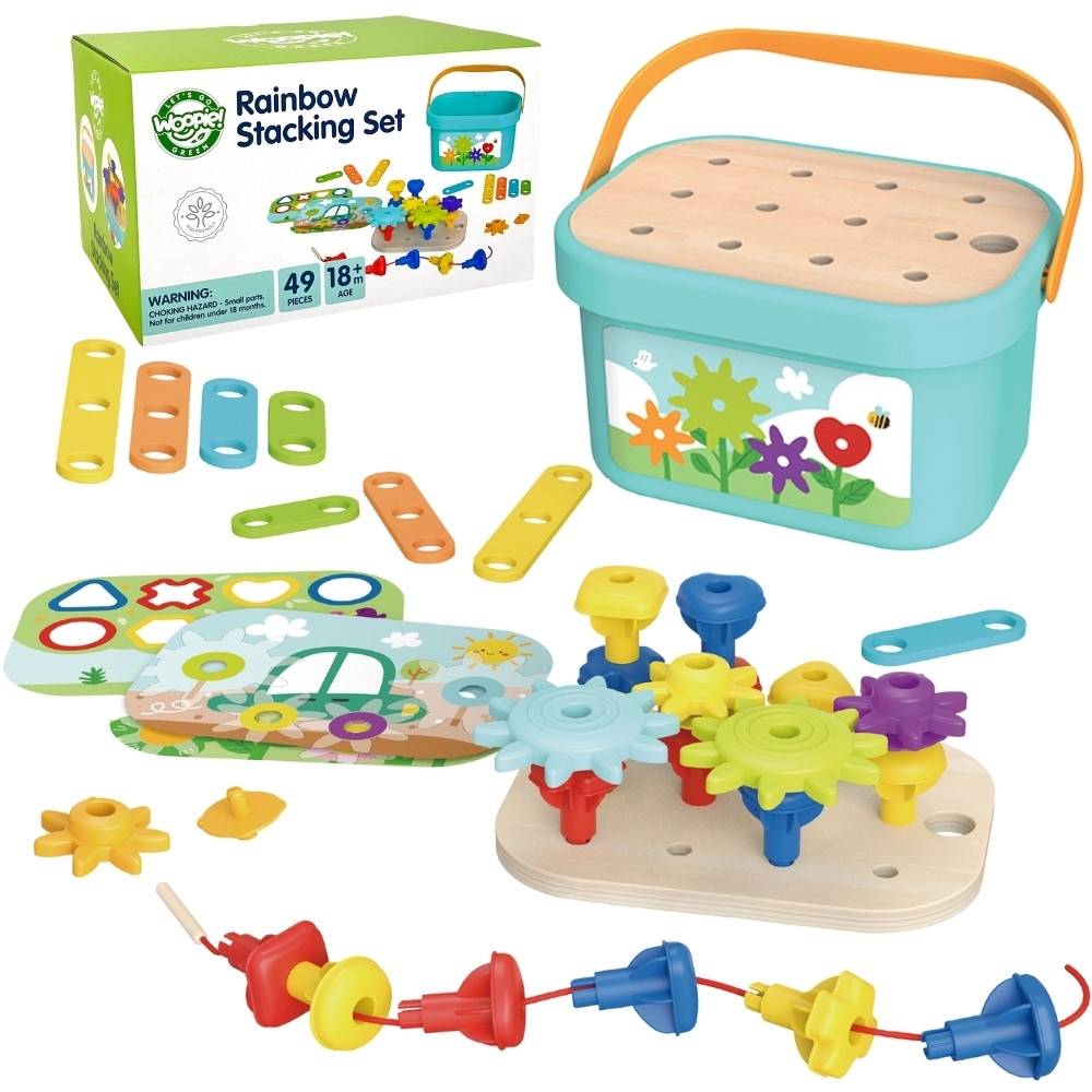Medinė Montessori motorinė dėžė 12in1 FSC WOOPIE GREEN