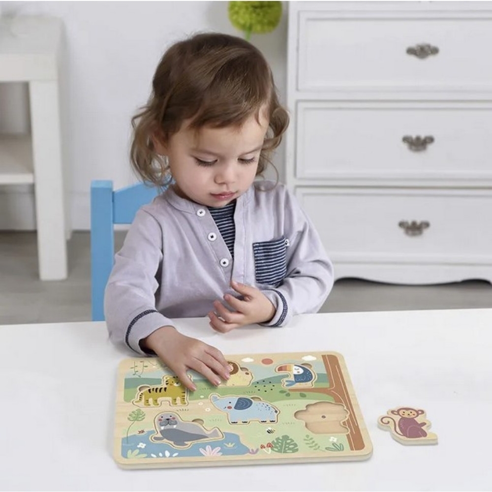 Medinė interaktyvi dėlionė TOOKY TOY Gyvūnai