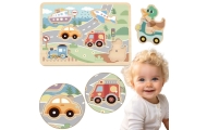 TOOKY TOY Drewniane Interaktywne Puzzle Pojazdy