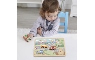 Medinė interaktyvi dėlionė TOOKY TOY Transporto priemonės