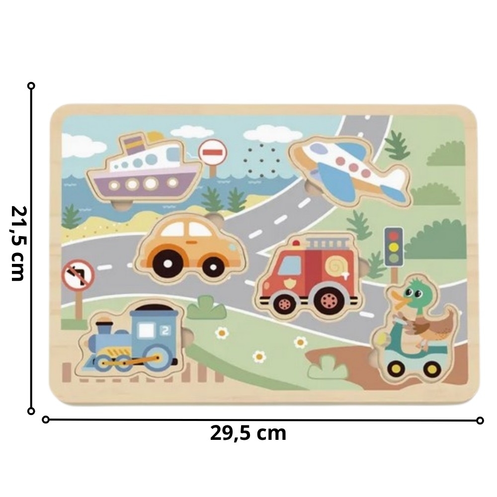 Medinė interaktyvi dėlionė TOOKY TOY Transporto priemonės
