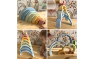 Pastelinė dėlionė Montessori medinės kaladėlės TOOKY TOY