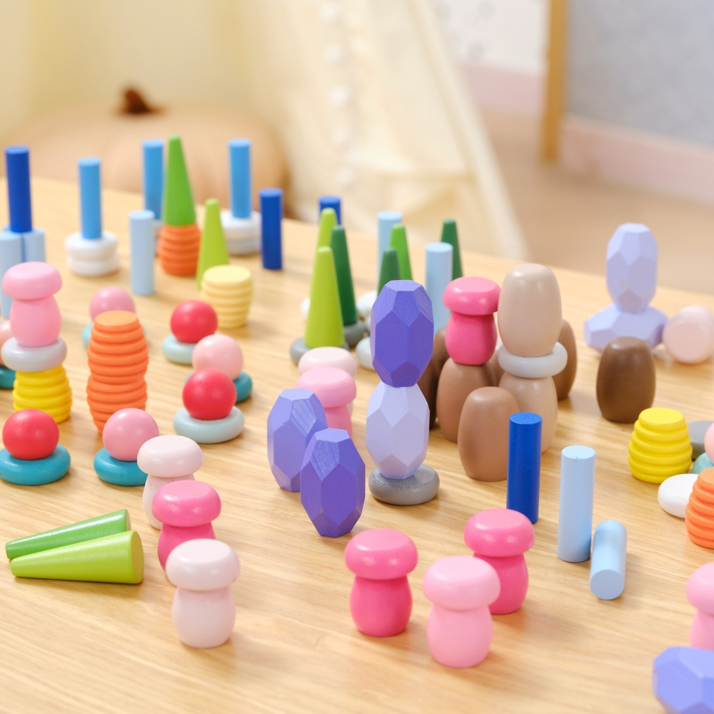 VIGA Wooden Educational Blocks Montesori Puzzle 141 pcs.
