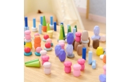 Mediniai mokomieji blokai VIGA Montessori dėlionė, 141 vnt-Žaislai, Dėlionės, 3D - tūrinės dėlionės-e-vaikas