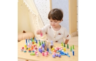 Mediniai mokomieji blokai VIGA Montessori dėlionė, 141 vnt-Žaislai, Dėlionės, 3D - tūrinės dėlionės-e-vaikas