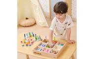 Mediniai mokomieji blokai VIGA Montessori dėlionė, 141 vnt-Žaislai, Dėlionės, 3D - tūrinės dėlionės-e-vaikas