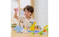 VIGA Wooden Blocks Colorful Tropical Stories Box 55 pcs.