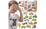 VIGA Wooden Vehicle Magnets Set