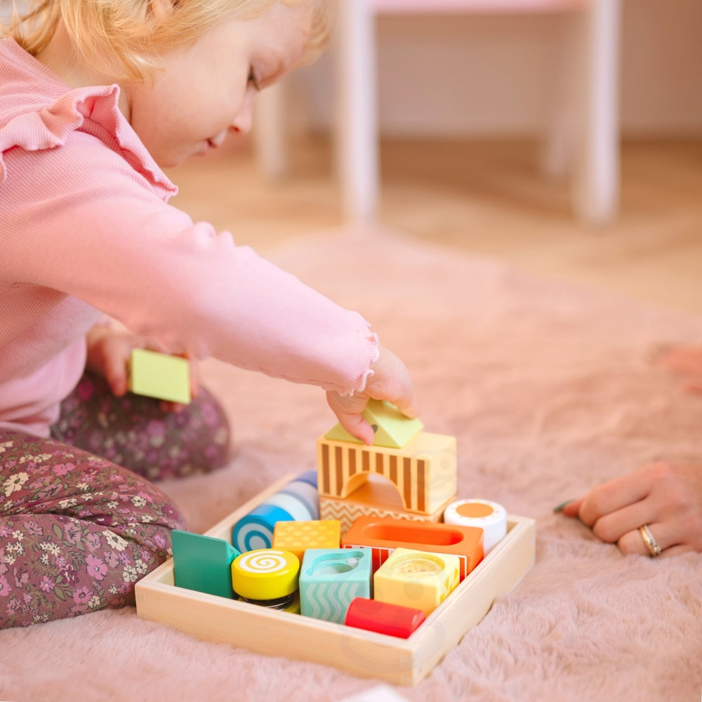 CLASSIC WORLD Wooden Sensory Blocks 7 Functions Multifunctional Puzzle Shapes Sound MONTESSORI 14 pcs.