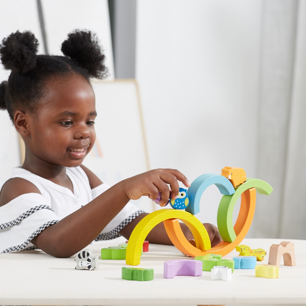 VIGA Wooden Rainbow Puzzle Creative Montessori Blocks
