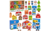 Medinis pastatų ir figūrų rinkinys TOOKY TOY Miestas-Žaislai, Auto ir transporto žaislai, Traukiniai-e-vaikas