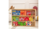 TOOKY TOY Drewniany Zestaw Budynków i Figurek Miasto