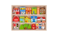 TOOKY TOY Drewniany Zestaw Budynków i Figurek Miasto