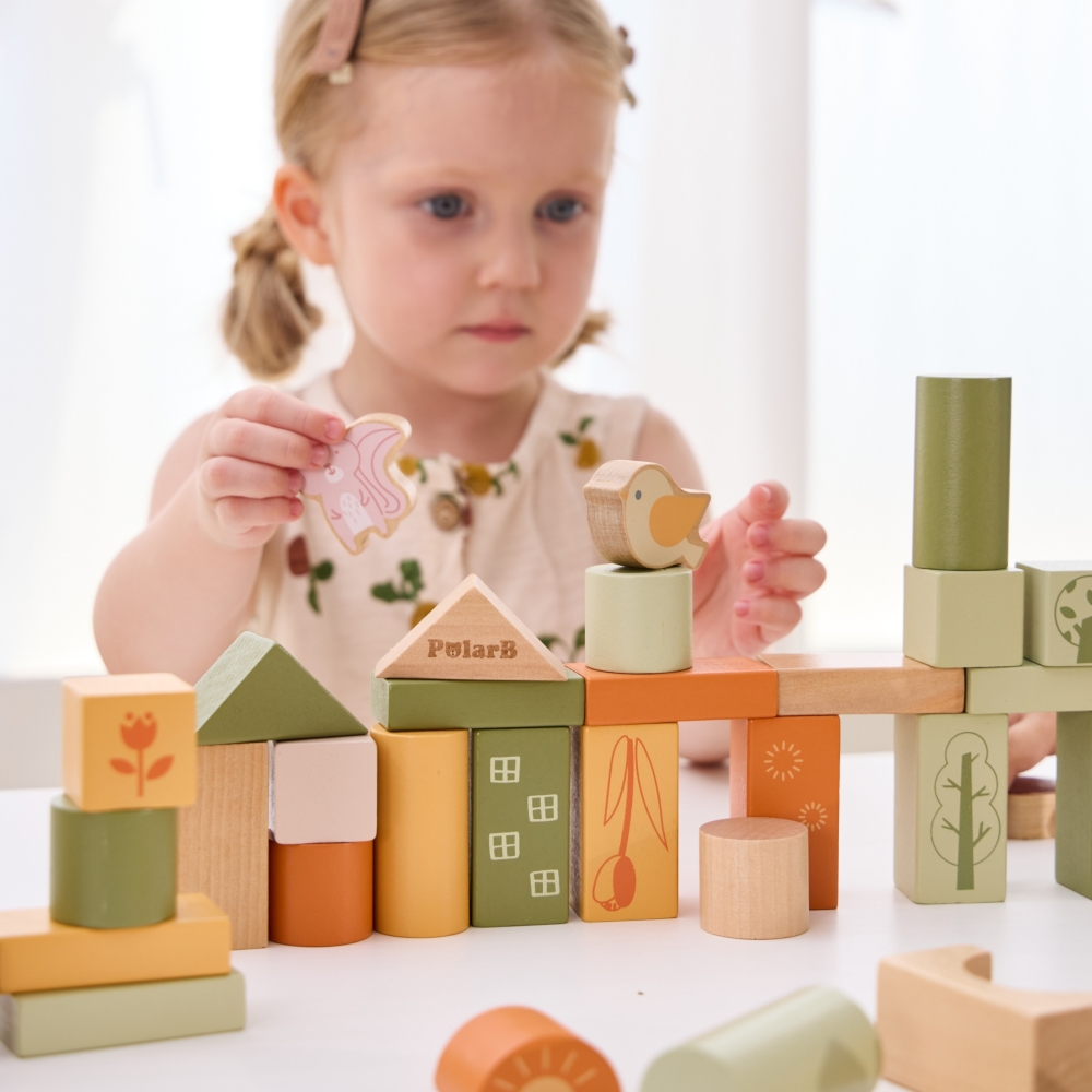 Medinių kaladėlių rinkinys VIGA PolarB Montessori su gyvūnų motyvais, 50 vnt-Žaislai, Lavinamieji žaislai, Kaladėlės-e-vaikas
