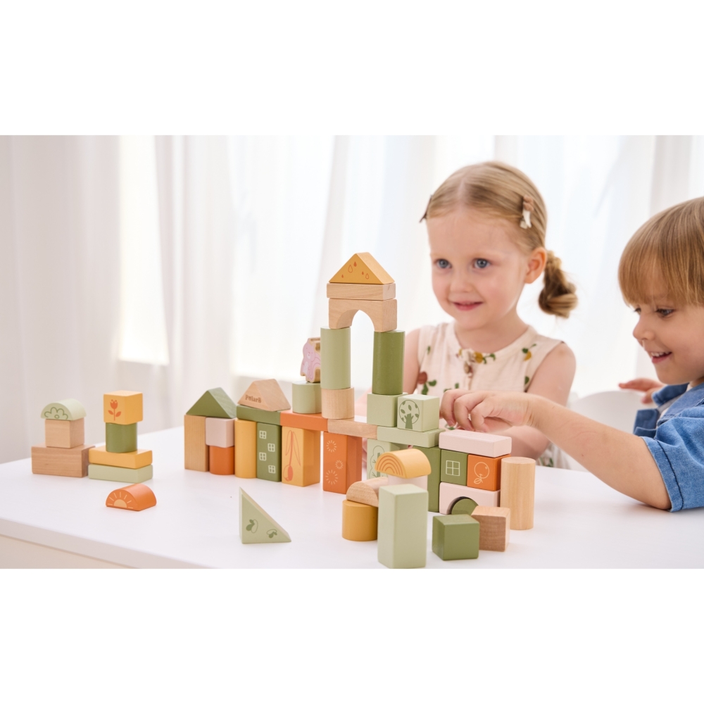Medinių kaladėlių rinkinys VIGA PolarB Montessori su gyvūnų motyvais, 50 vnt-Žaislai, Lavinamieji žaislai, Kaladėlės-e-vaikas