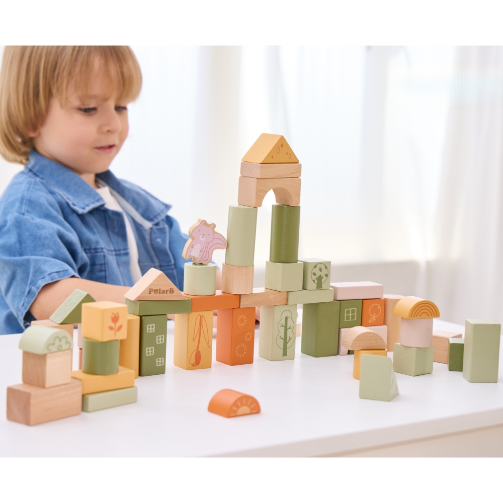 Medinių kaladėlių rinkinys VIGA PolarB Montessori su gyvūnų motyvais, 50 vnt-Žaislai, Lavinamieji žaislai, Kaladėlės-e-vaikas
