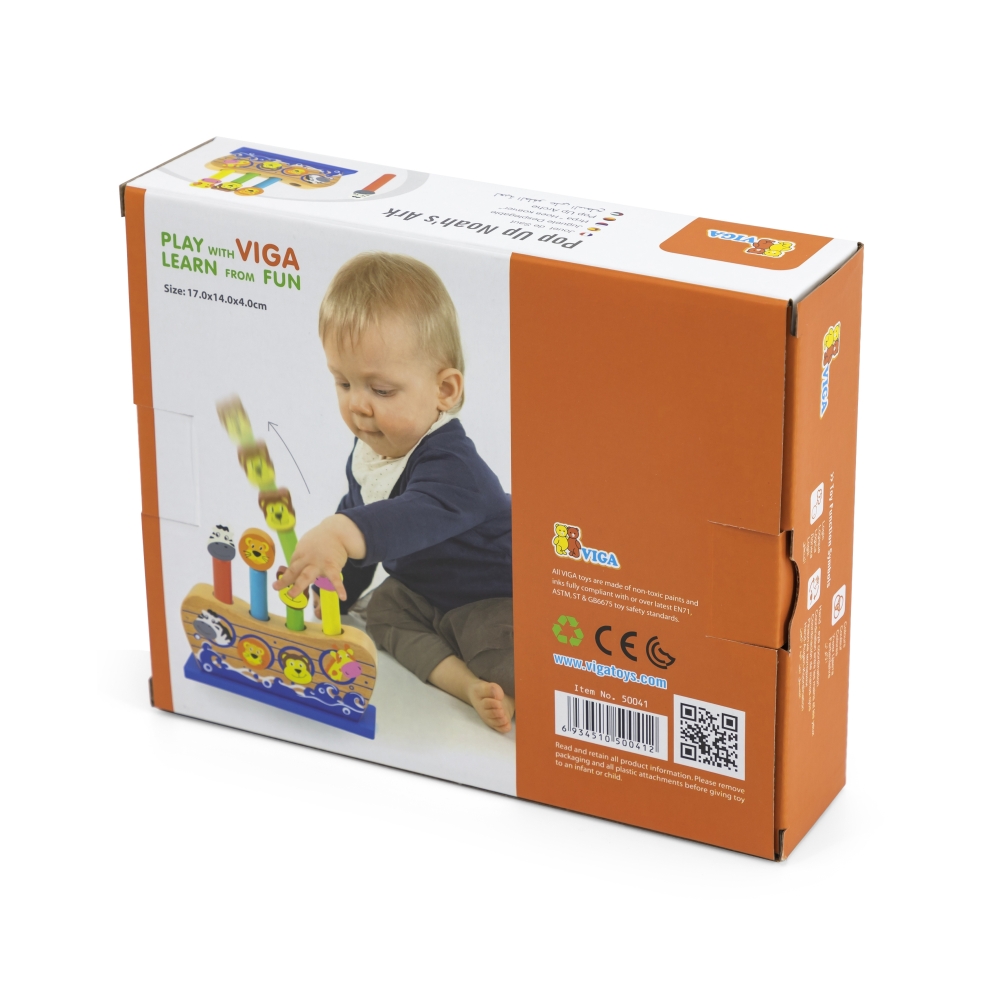 VIGA Wooden Jumping Animals Noah's Ark 