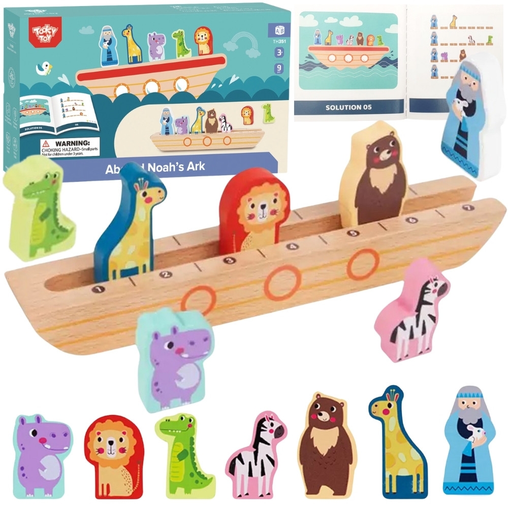 Tooky Toy Drewniana Arka Noego + Książeczka z Zagadkami					
