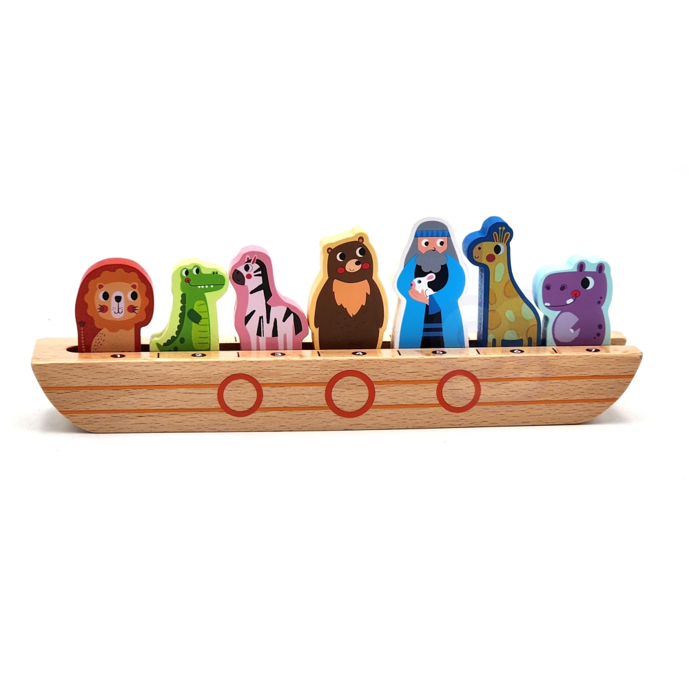 Tooky Toy Drewniana Arka Noego + Książeczka z Zagadkami					