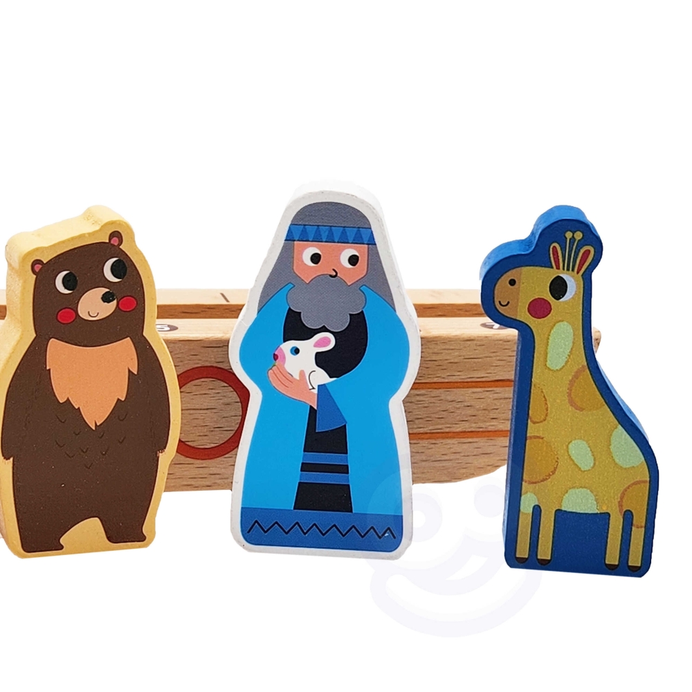 Tooky Toy Drewniana Arka Noego + Książeczka z Zagadkami					