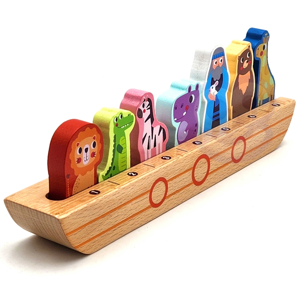 Tooky Toy Drewniana Arka Noego + Książeczka z Zagadkami					