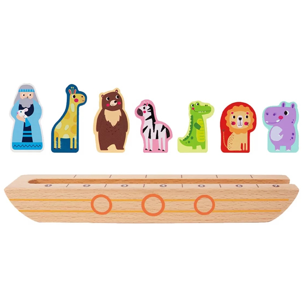 Tooky Toy Drewniana Arka Noego + Książeczka z Zagadkami					