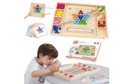 VIGA Drewniana Gra Kulki Złap i Dopasuj Układanka Montessori