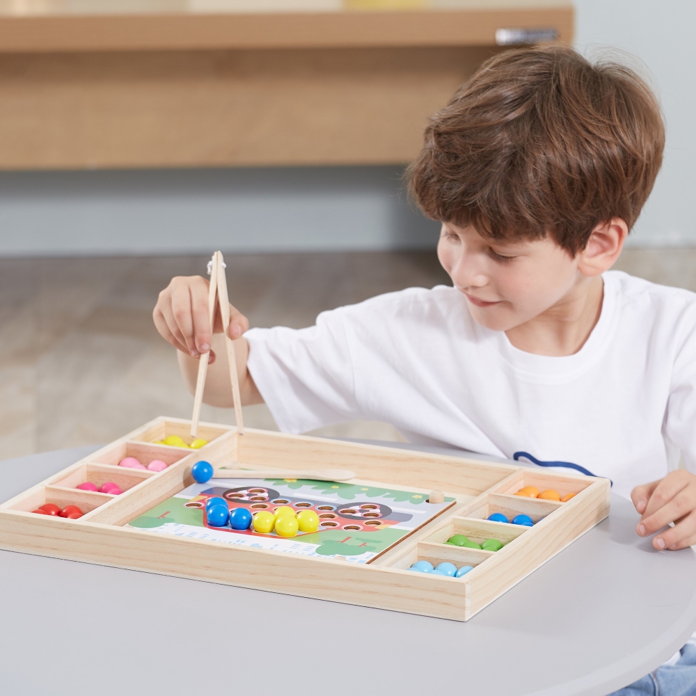Medinis dėlionė su kamuoliukais VIGA Pagauk ir suderink Montessori-Žaislai, Lavinamieji žaislai, Dėlionės, 3D - tūrinės dėlionės