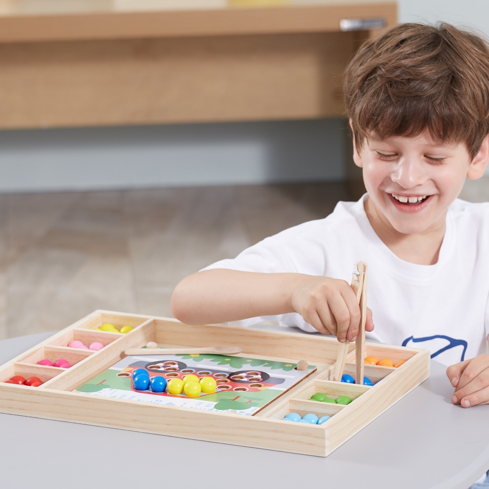 Medinis dėlionė su kamuoliukais VIGA Pagauk ir suderink Montessori-Žaislai, Lavinamieji žaislai, Dėlionės, 3D - tūrinės dėlionės