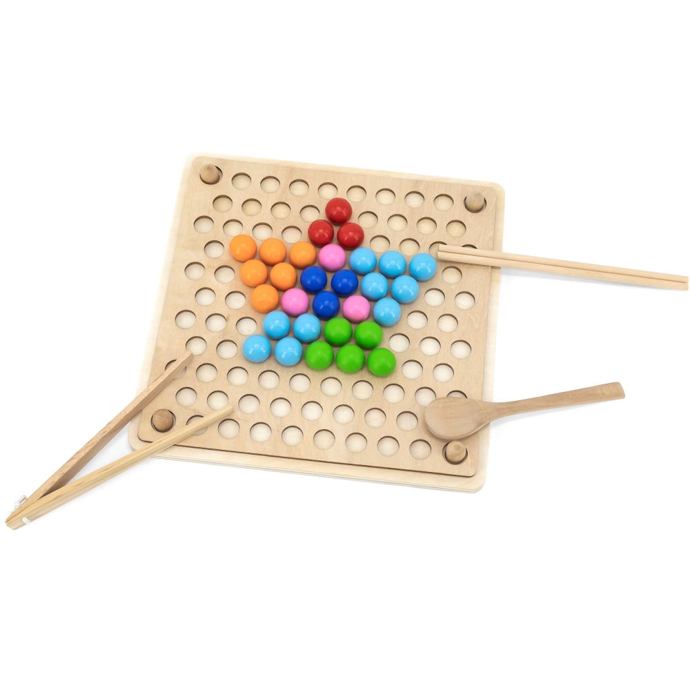 Medinis dėlionė su kamuoliukais VIGA Pagauk ir suderink Montessori-Žaislai, Lavinamieji žaislai, Dėlionės, 3D - tūrinės dėlionės