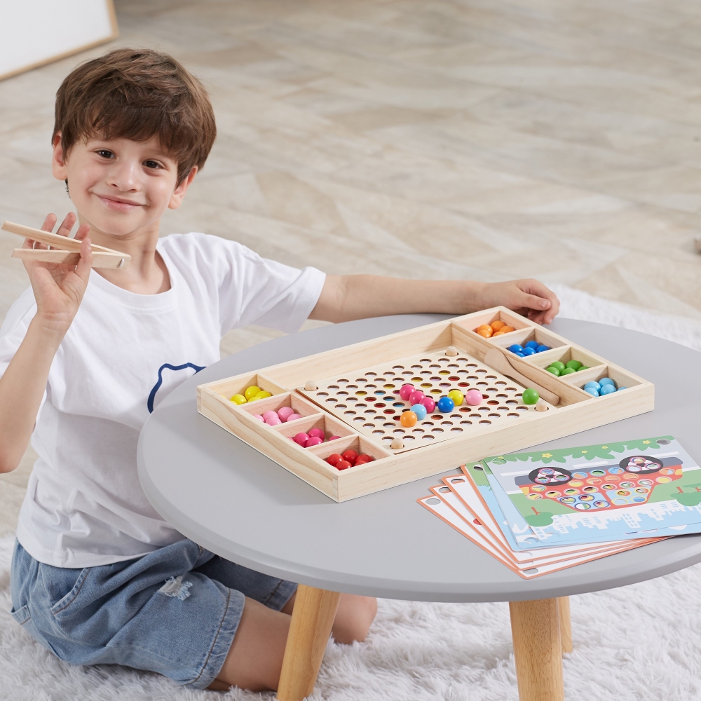 Medinis dėlionė su kamuoliukais VIGA Pagauk ir suderink Montessori-Žaislai, Lavinamieji žaislai, Dėlionės, 3D - tūrinės dėlionės