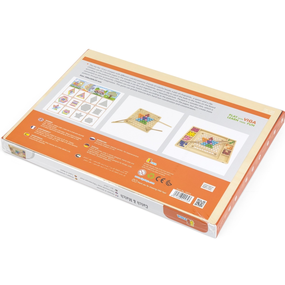 Medinis dėlionė su kamuoliukais VIGA Pagauk ir suderink Montessori-Žaislai, Lavinamieji žaislai, Dėlionės, 3D - tūrinės dėlionės
