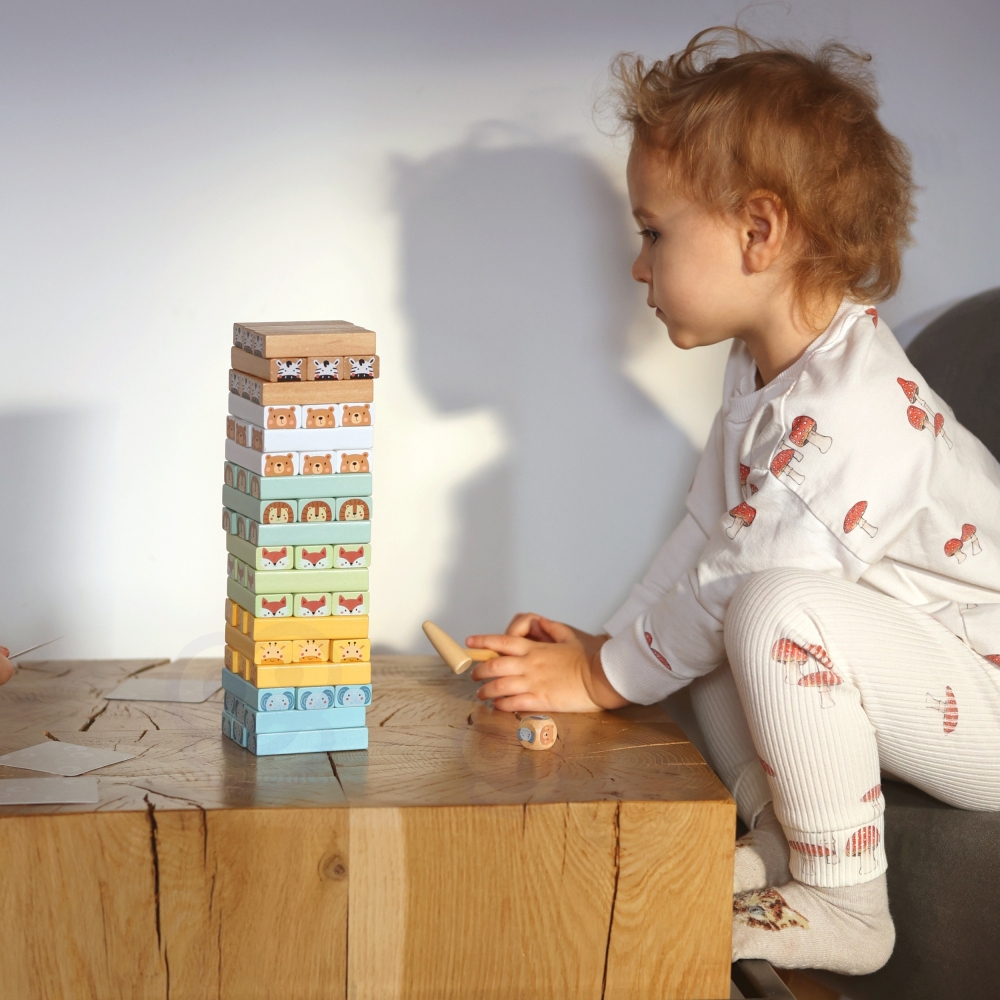 WOOPIE GREEN "Wobbly Tower" Gyvūnų arkadinis žaidimas 82 el.
