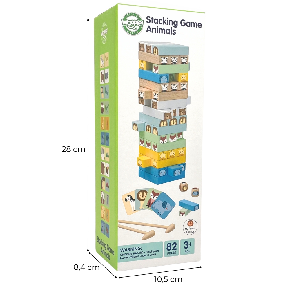 WOOPIE GREEN "Wobbly Tower" Gyvūnų arkadinis žaidimas 82 el.