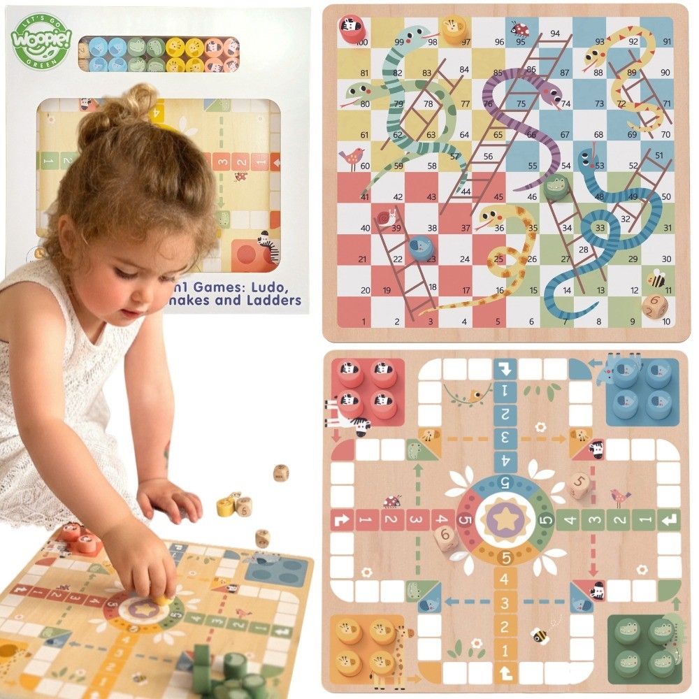 Loginis stalo žaidimas WOOPIE GREEN 2in1 Ludo Chinese + Free the Animals