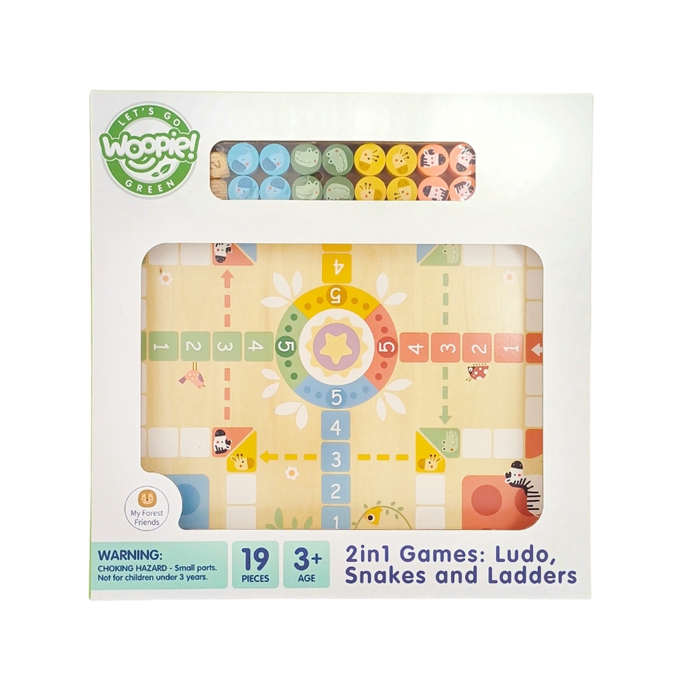 Loginis stalo žaidimas WOOPIE GREEN 2in1 Ludo Chinese + Free the Animals