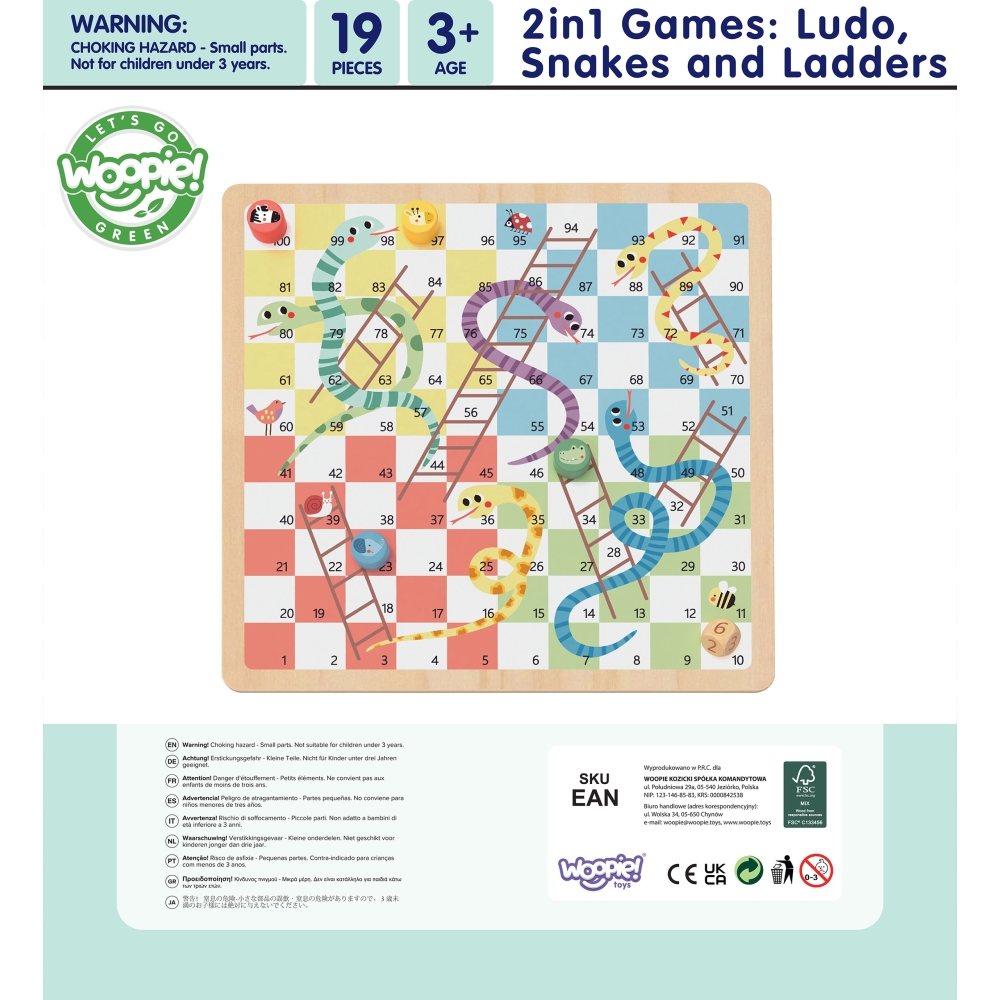 Loginis stalo žaidimas WOOPIE GREEN 2in1 Ludo Chinese + Free the Animals