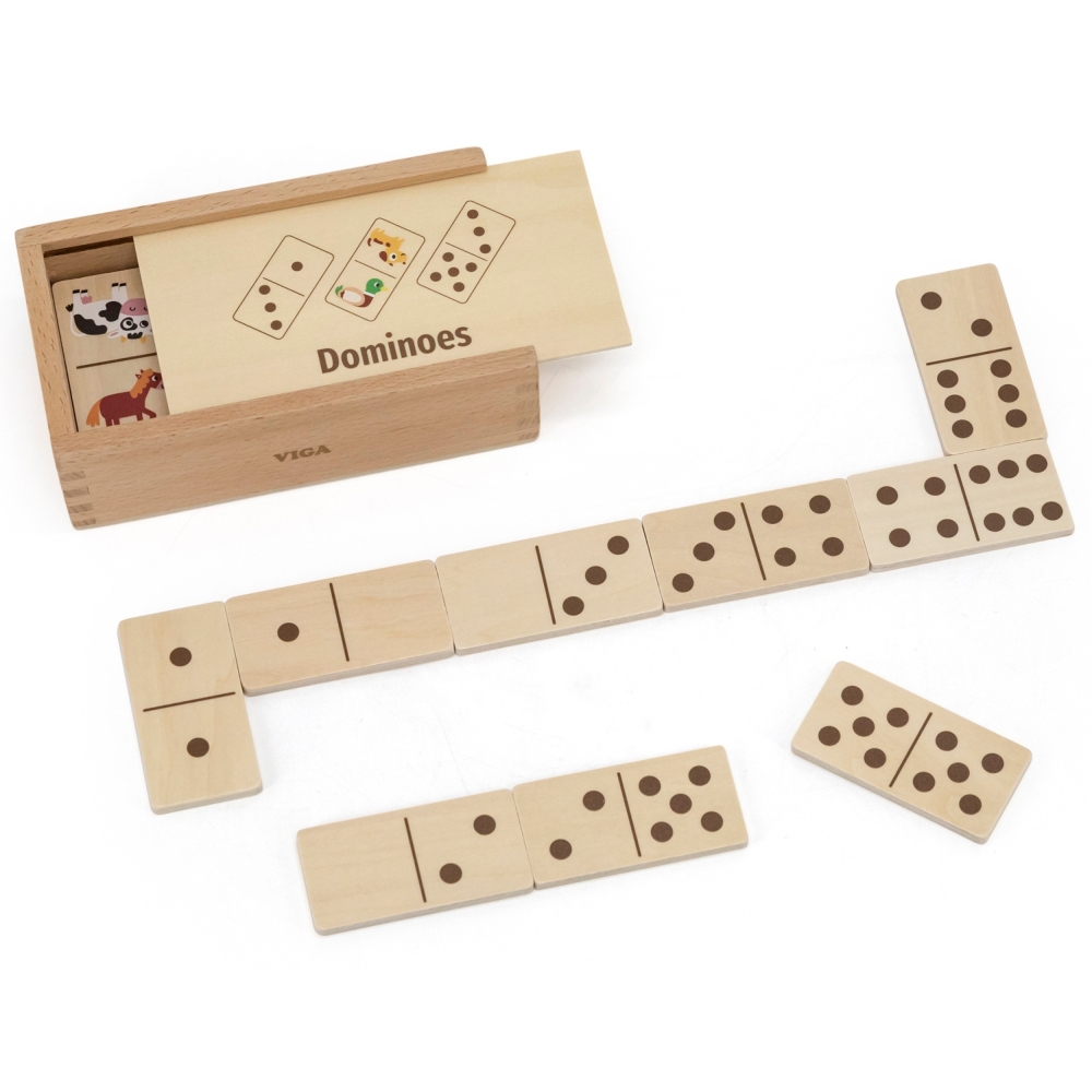 VIGA Wooden Domino 2 in 1 Animals and Numbers					