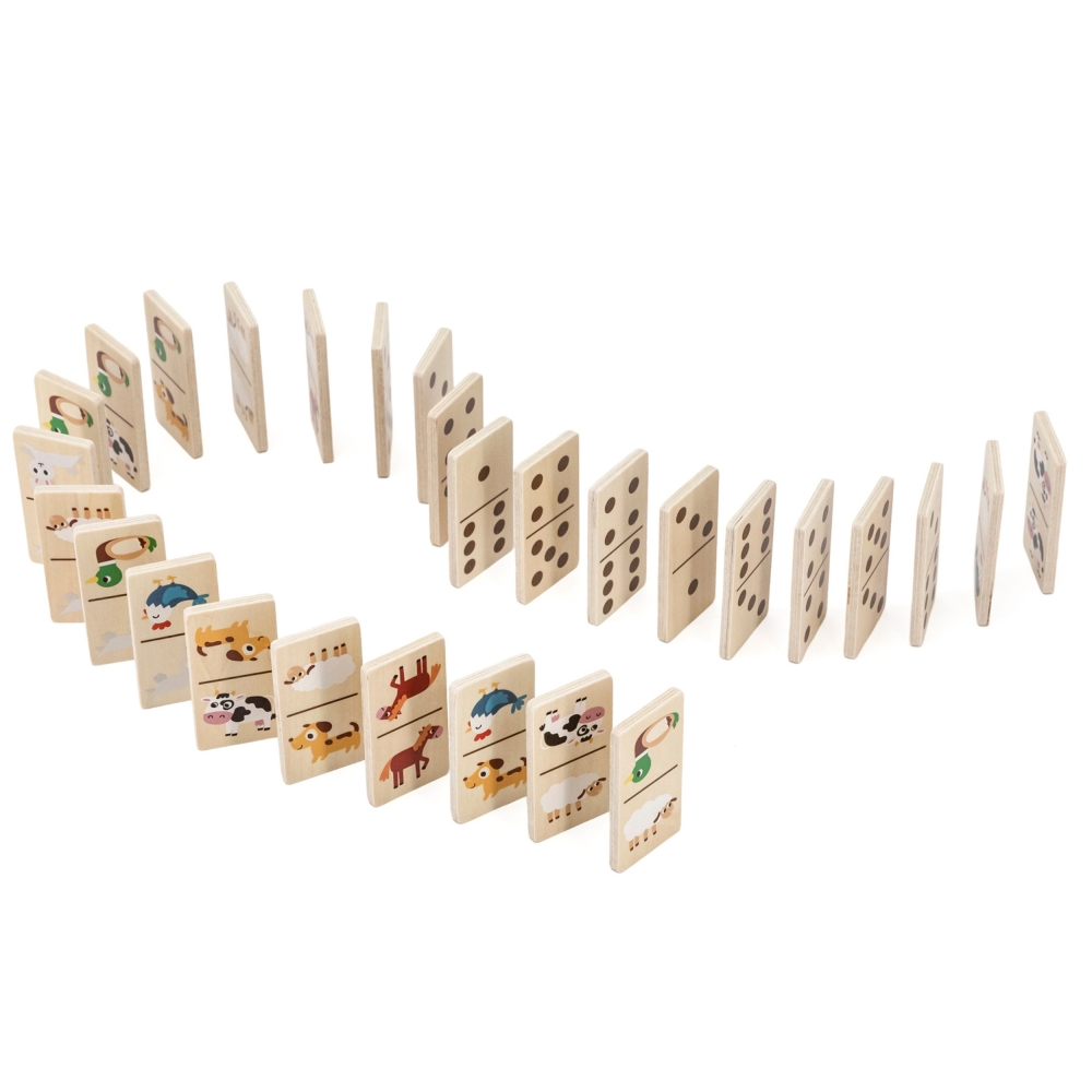VIGA Wooden Domino 2 in 1 Animals and Numbers					