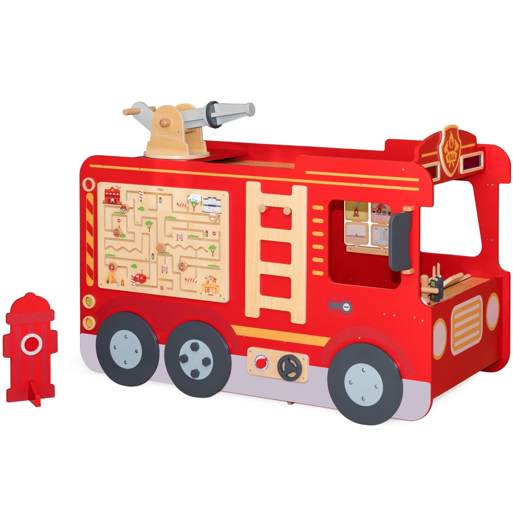 VIGA Large Wooden Fire Truck Montessori Playground