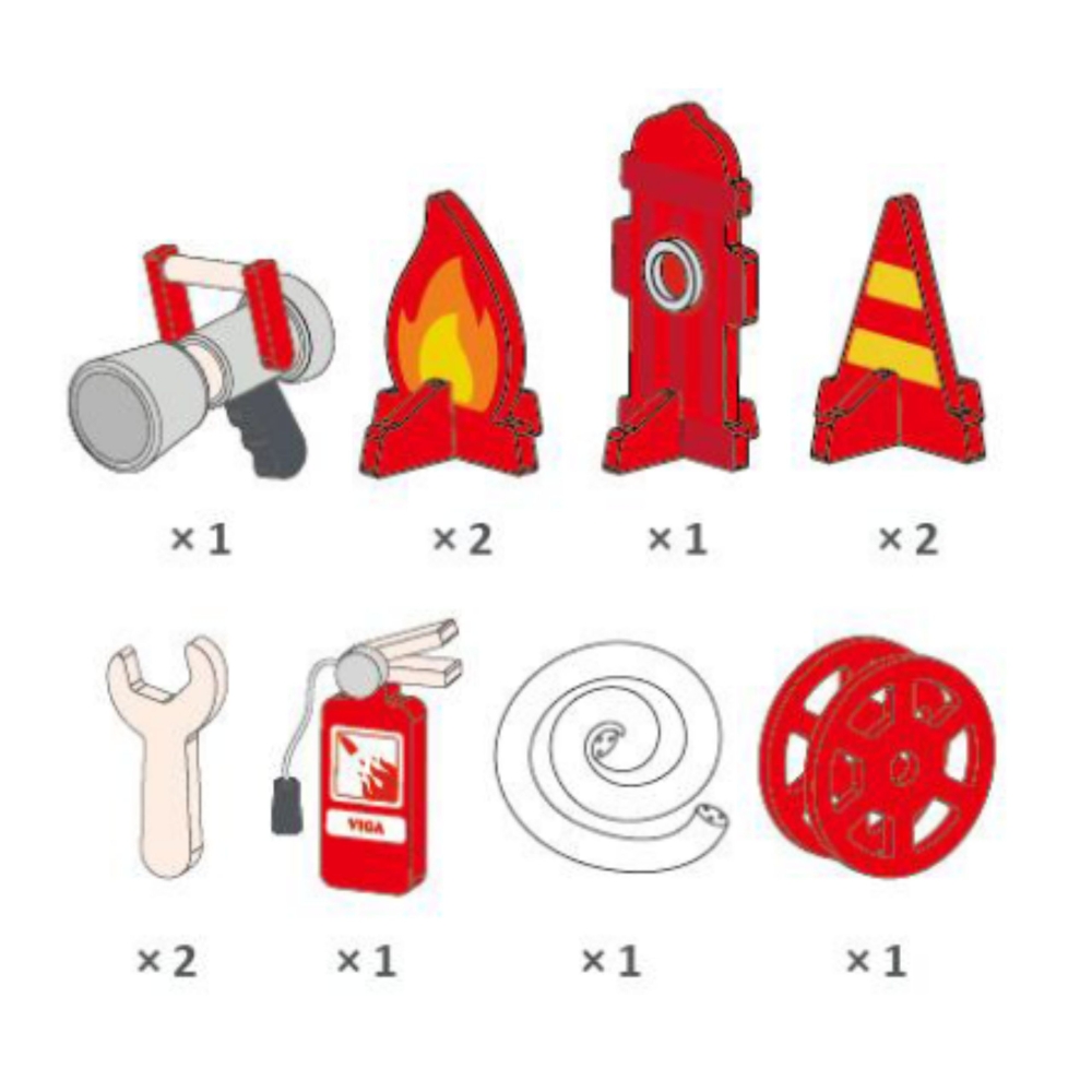 VIGA Large Wooden Fire Truck Montessori Playground