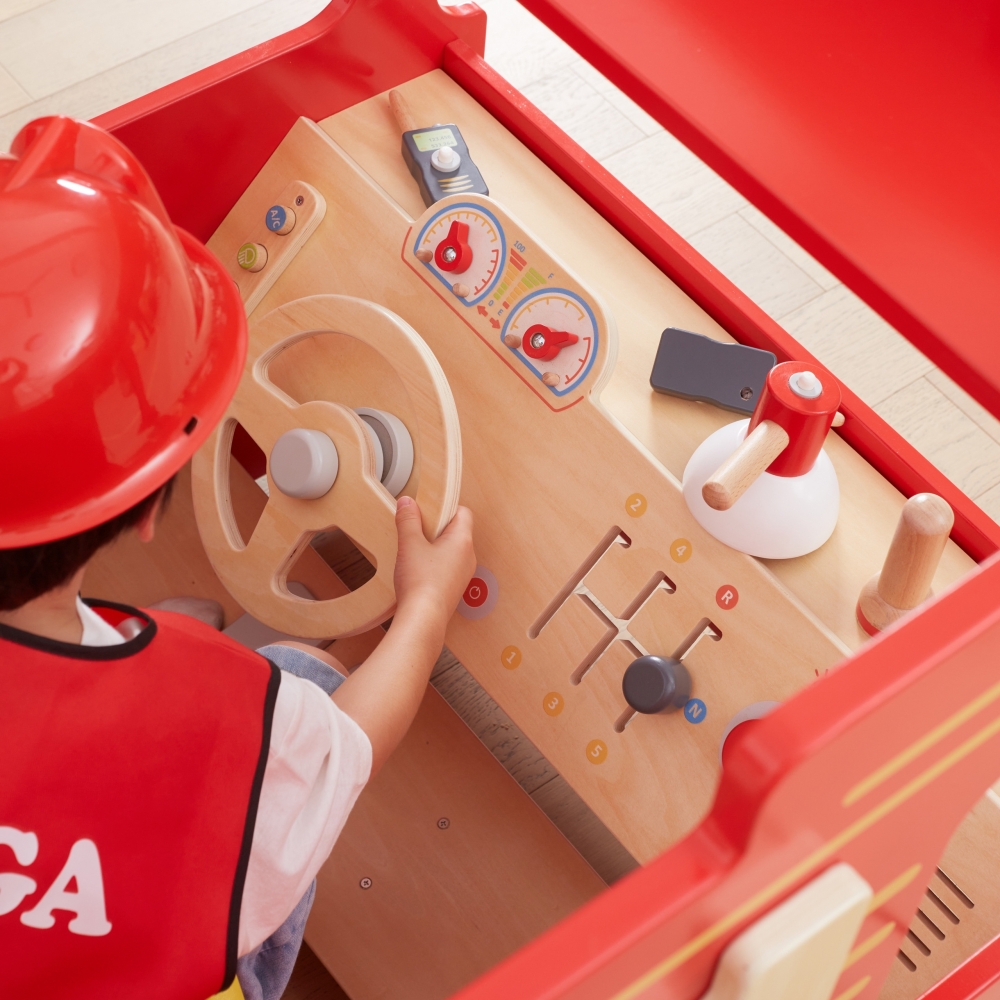 VIGA Large Wooden Fire Truck Montessori Playground