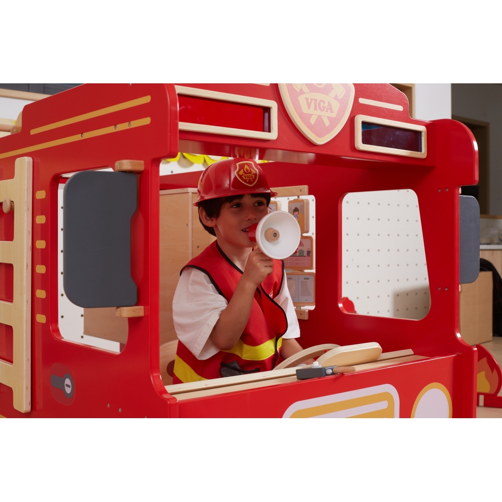 VIGA Large Wooden Fire Truck Montessori Playground