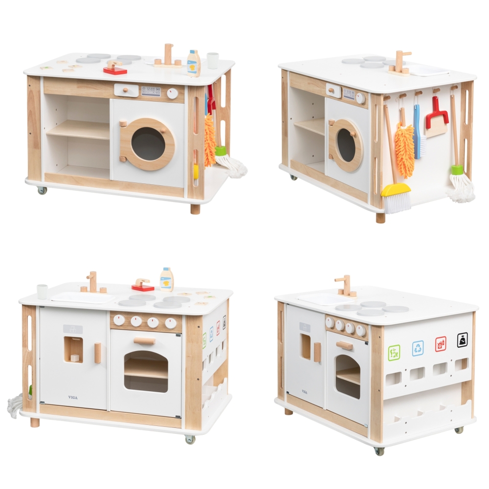 VIGA 3-in-1 Home Center with Accessories – Learning and Fun for Children