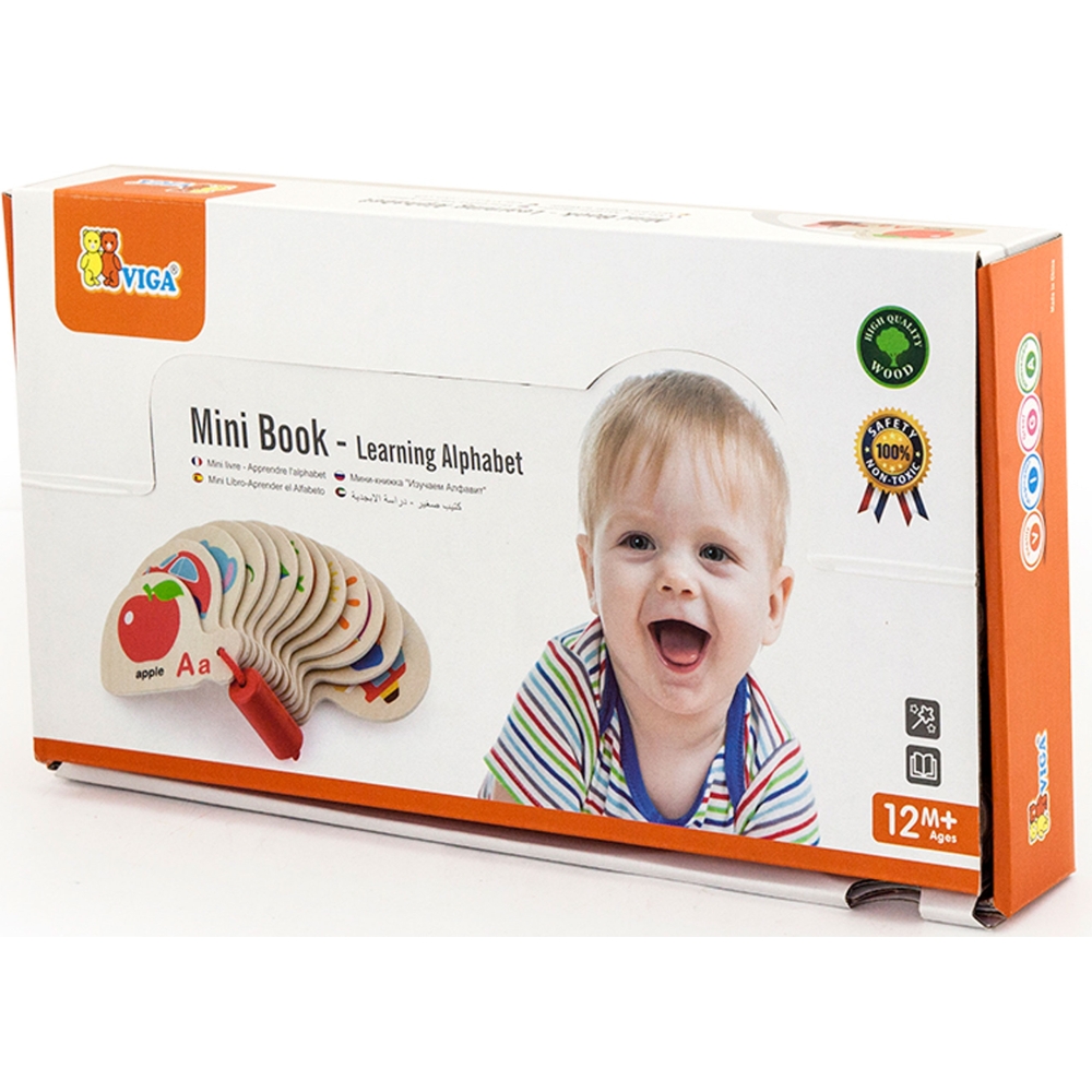 Medinė abėcėlės ir anglų kalbos mokymosi knyga VIGA Montessori-Žaislai, Lavinamieji žaislai, Mokomieji žaislai-e-vaikas