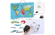 Viga 2w1 Tablica Edukacyjna z Magnetyczną Mapą Świata Montessori					