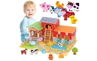 WOOPIE GREEN Mega Farm Animal Figures Stable Cowshed Henhouse 18 pcs.					